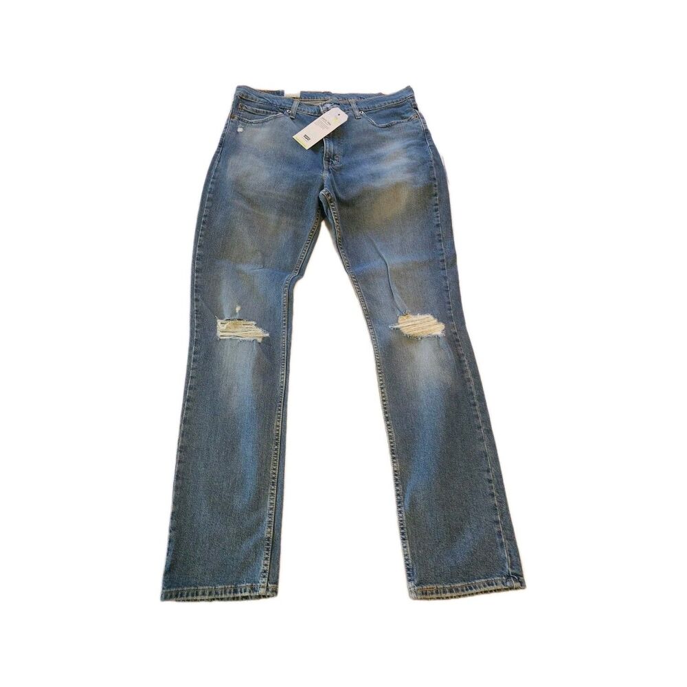 Levi's 511 Slim Blue Distressed Stretch Denim Jeans Straight Mid Rise Men's